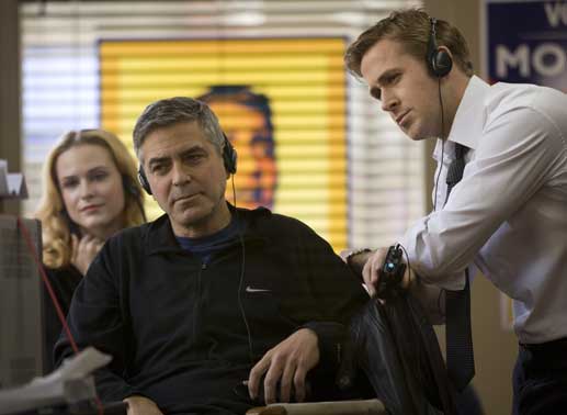 Evan Rachel Wood (Molly Stearns), George Clooney (Regie), Ryan Gosling. Bild: Tobis