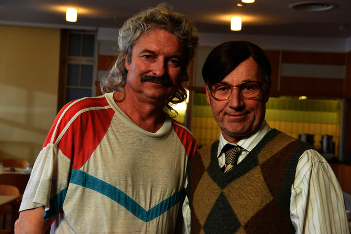 Weber & Breitfuß: Alfred Dorfer (Weber), Roland Düringer (Breitfuß). Bild: Sender / ORF / Hubert Mican