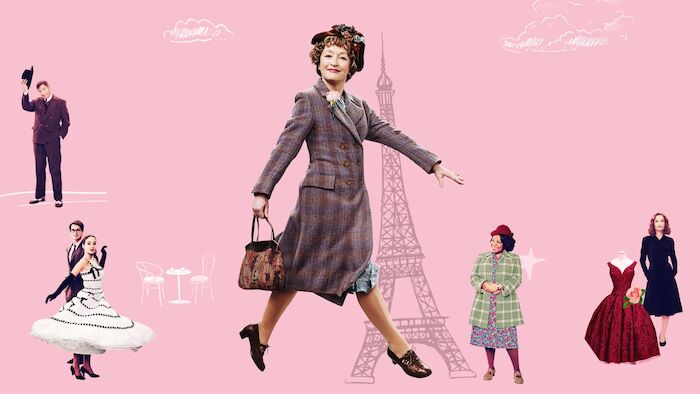 Mrs. Harris und ein Kleid von Dior:  Jason Isaacs (Archie), Lucas Bravo (Andr&eacute; Fauvel), Alba Baptista (Natascha), Lesley Manville (Ada Harris), Ellen Thomas (Violet Butterfield), Isabelle Huppert (Claudine Colbert). Bild: Sender / Universal Pictures (Universal Studios)