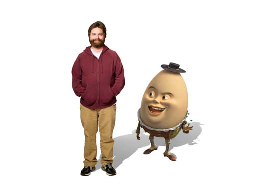 Humpty Dumpty und seine US-Stimme Zach Galifianakis. Bild: Sender/DreamWorks