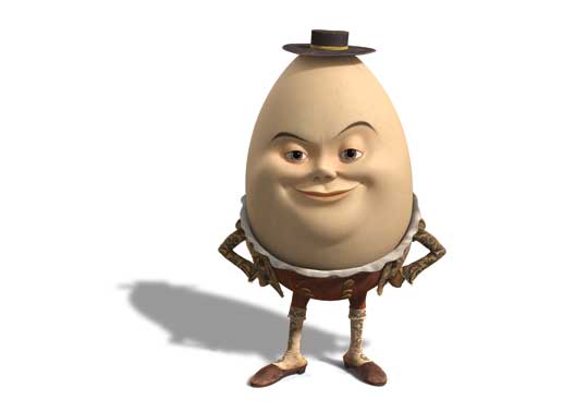 Der Eierkopf Humpty Dumpty hat einen schlechten Einfluss auf den Kater. Bild: Sender/DreamWorks