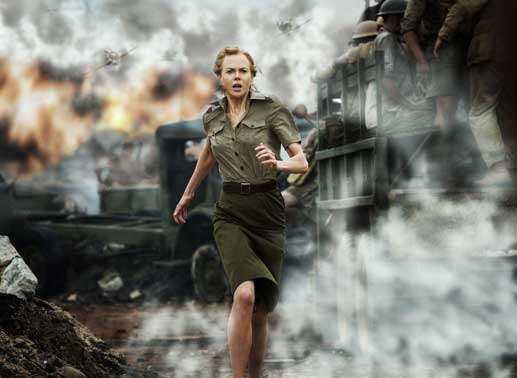 Als Sarah (Nicole Kidman) nach Darwin zurückkehrt, um Nullah aus der Missionsstation zu holen, wird dies von den Japanern bombadiert ... Bild: Sender
