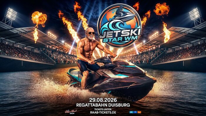 Jetski Star WM: Stefan Raab. Bild: Sender RTL / Raab Entertainment / KI-generiert
