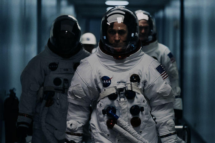 Mike Collins (Lukas Haas), Neil Armstrong (Ryan Gosling) und Buzz Aldrin (Corey Stoll). Bild: Sender / RTL