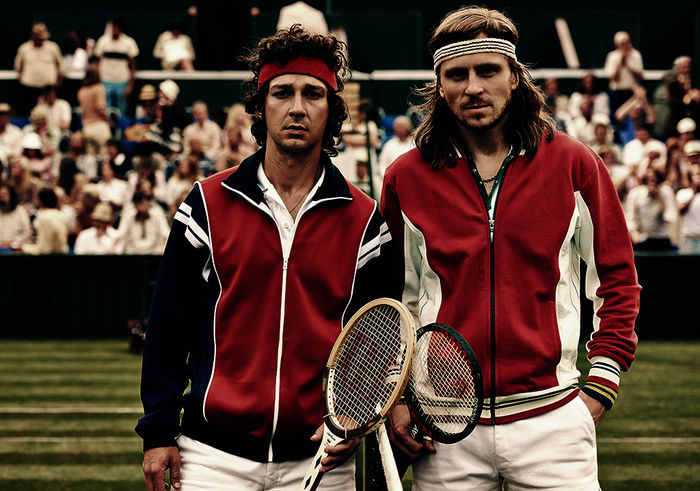 Shia LaBoeuf (John McEnroe), Sverrir Gudnason (Björn Borg). Bild: Sender / Filmladen / Julie Vrabelova