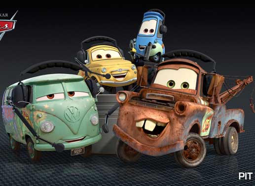 CARS 2" (L-R) Bully, Luigi, Guido und Hook! ©Disney/Pixar
