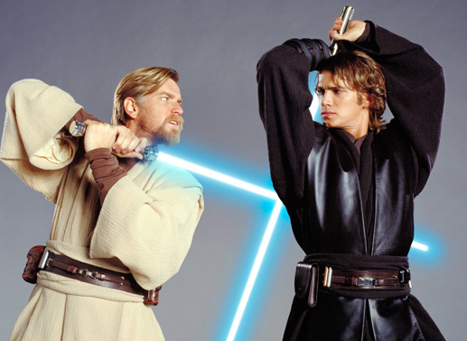 Ewan McGregor (Obi-Wan Kenobi), Hayden Christensen (Anakin Skywalker / Lord Darth Vader). Bild: Sender