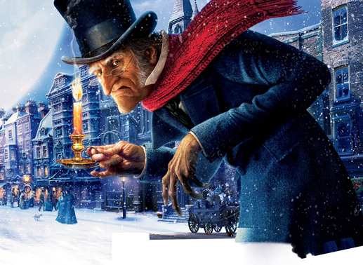 London im 19.Jahrhundert: Der geizige und verbitterte Geldverleiher Ebenezer Scrooge (Jim Carrey) ist ein Mann ohne Freude am Leben und wie es scheint, auch ohne Herz. Bild: Sender/Disney