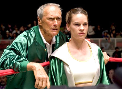 Clint Eastwood ist der Trainer, Hilary Swank die Boxmaschine. Bild: Sender